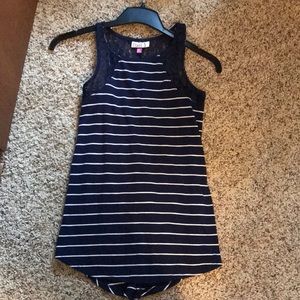 Brand new navy and white striped shirt.